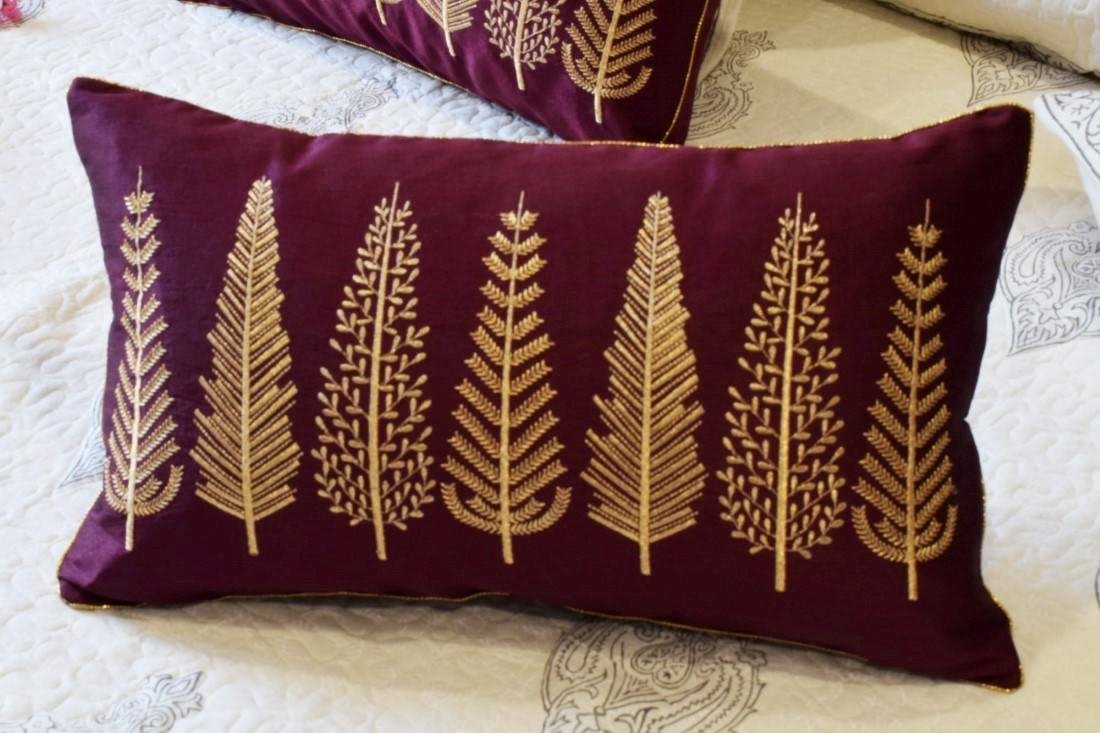 Baag-e-Bahaar Wine Rectangular Cushion Covers - Image 6
