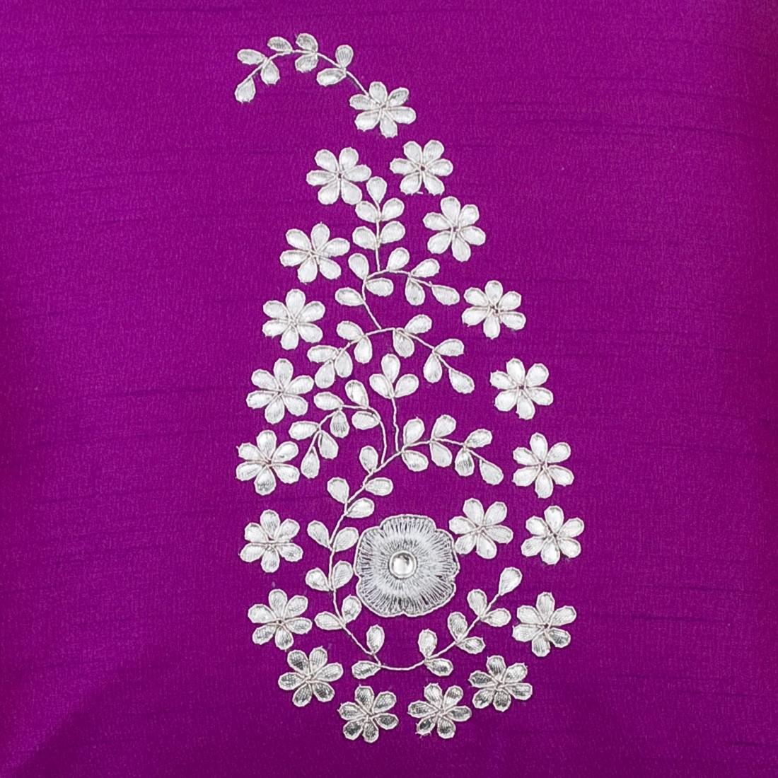 Purple & Silver Paisley Gota Patti Hand Embroidery - Image 5