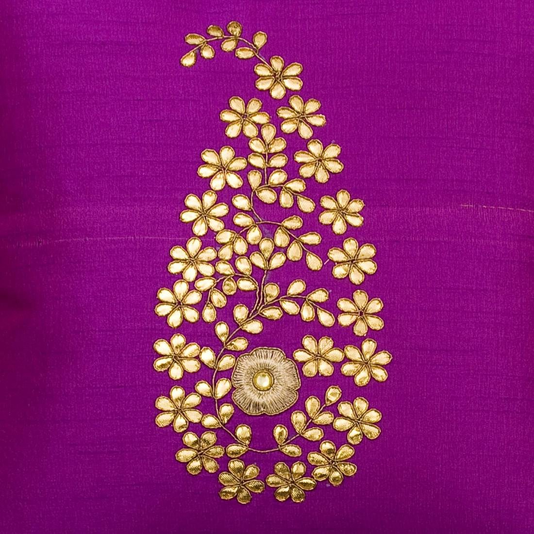 Purple & Golden Paisley Gota Patti Hand Embroidery - Image 5
