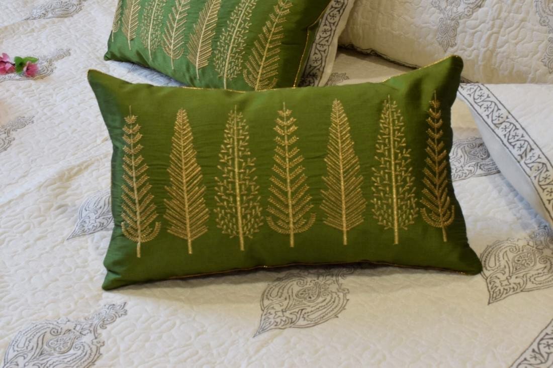 Baag-e-Bahaar Olive Green Rectangular Cushion Covers - Image 6