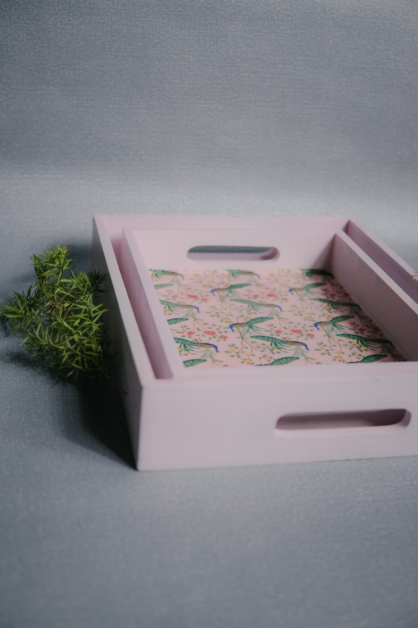 Wooden Artistic Mayur Firdaus Serving Trays (Set of 2) - Image 6