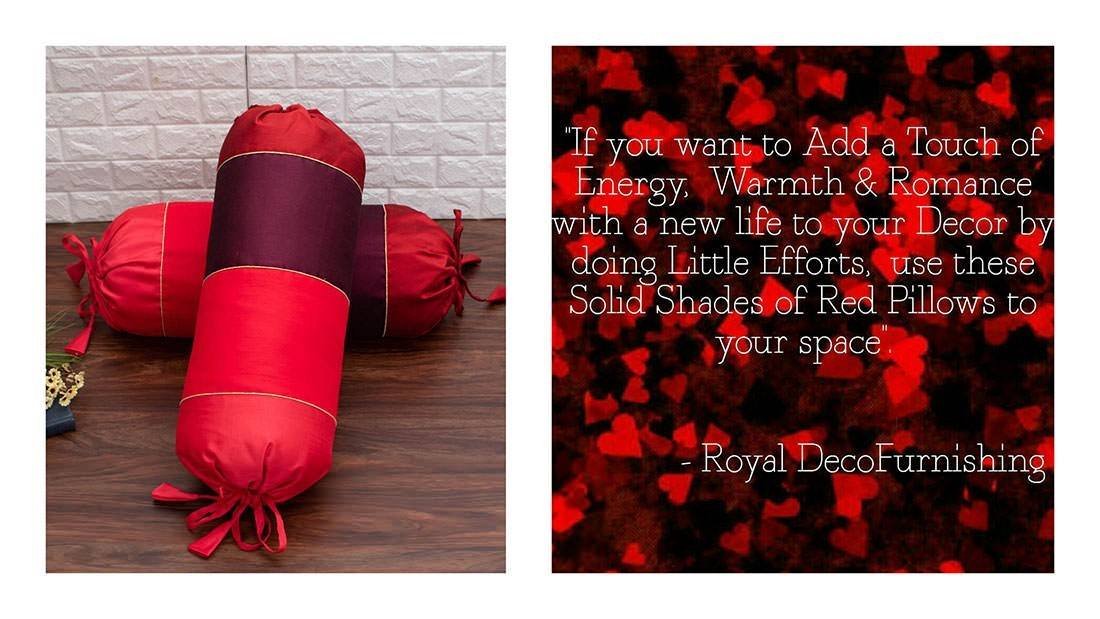 Go Red 4 Shades of Red Designer Bolster Covers - Image 7