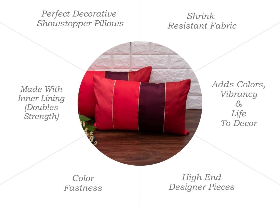 Go Red 4 Shades of Red Designer Rectangular Kattran Cushion Covers - Image 7