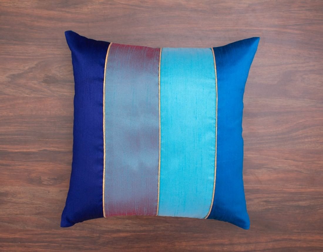 Go Blue 4 Shades of Blue Designer Kattran Cushion Covers - Image 7