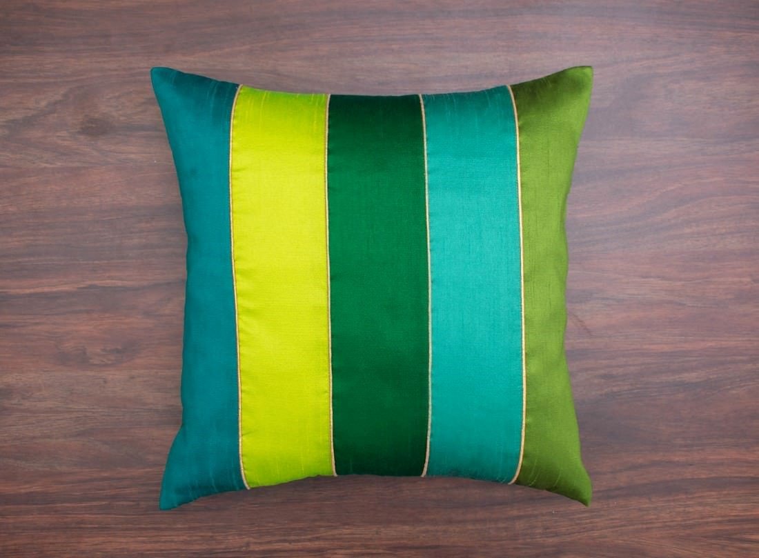 Go Green 5 Shades of Green Designer Kattran Cushion Covers - Image 6