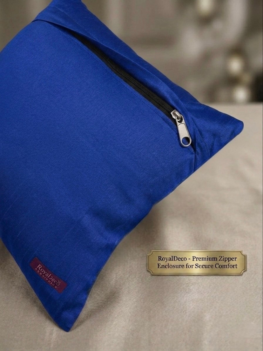 Swarn Paan Patti Beads, Kundan & Zari Hand Embroidery Blue Cushion Covers - Image 7