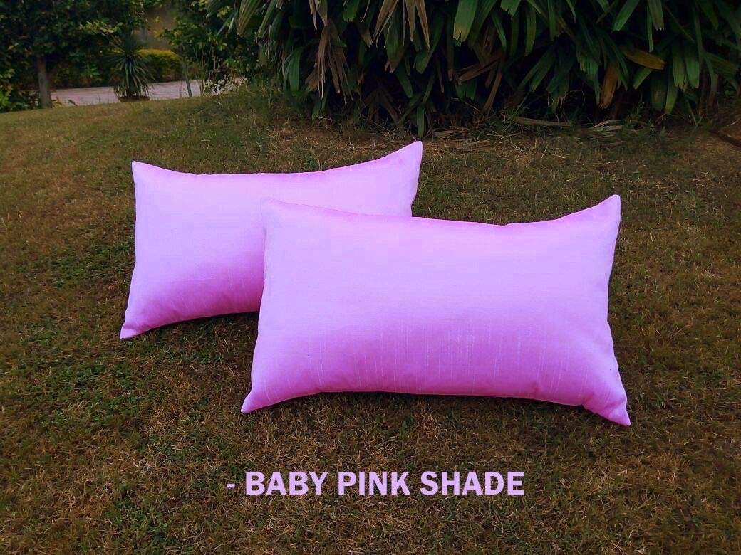 Plain Solid Superlative Baby Pink Rectangular Cushion Covers - Image 4