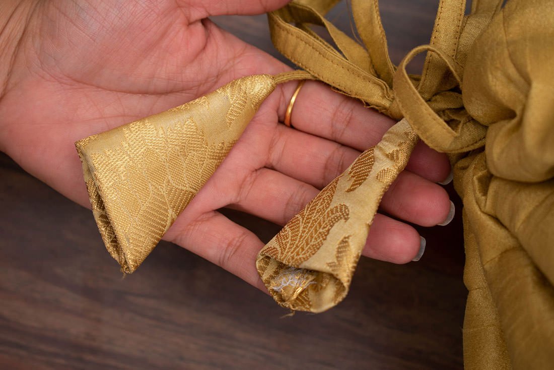 MUGHAL BANARASI Brocade Bolster Covers (Marigold Beige & Golden) - Image 7