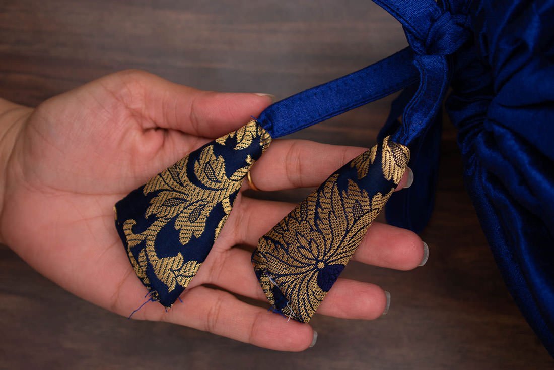 MUGHAL BANARASI Brocade Bolster Covers (Navy Blue & Golden) - Image 7