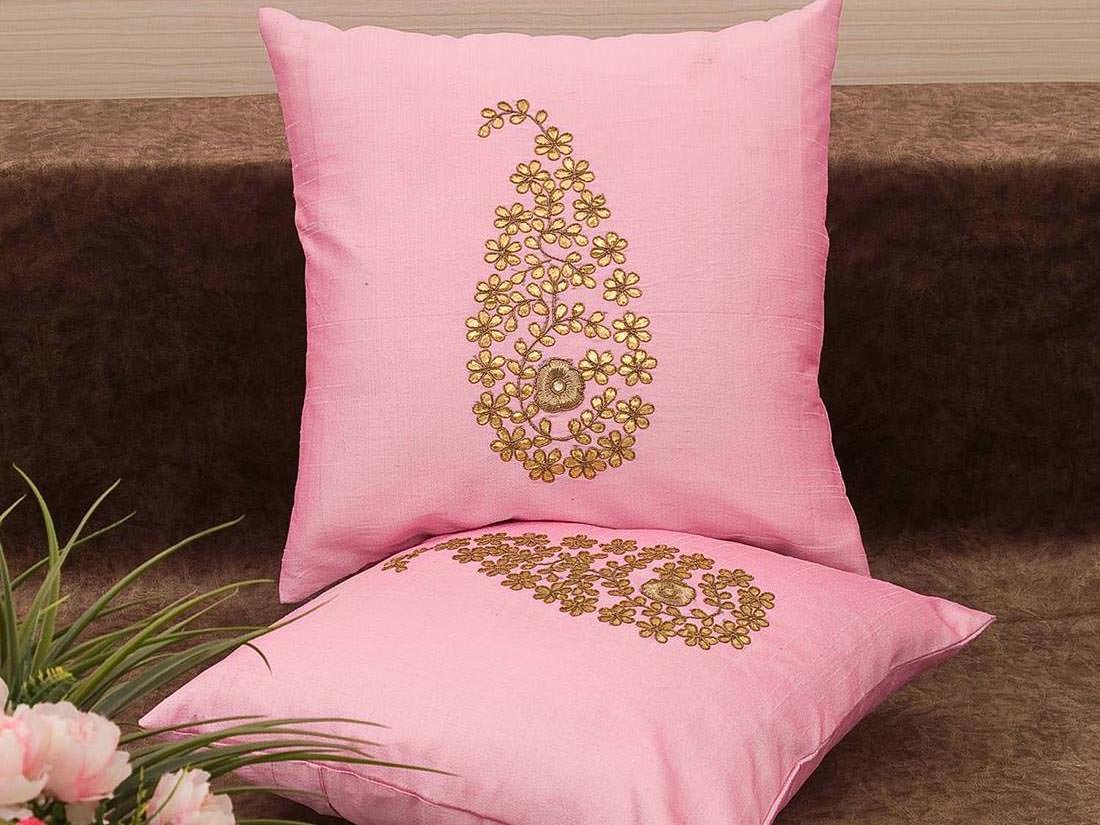 Baby Pink & Golden Paisley Gota Patti Hand Embroidery
