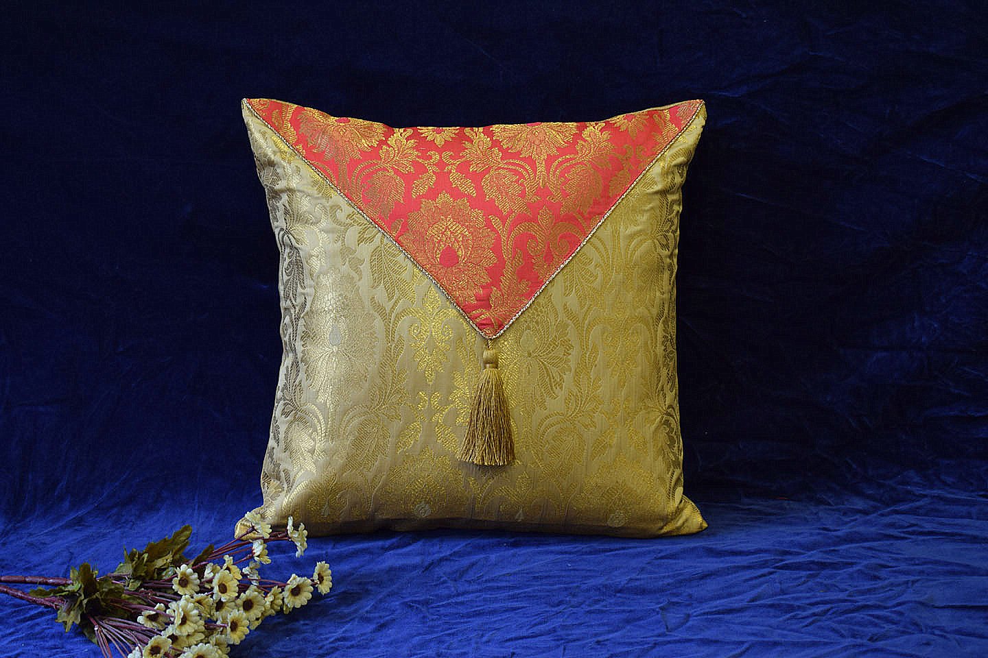 Jashan-E-Mehrang Cushion Covers Combo (Coral, Wine, Orange) - Image 3