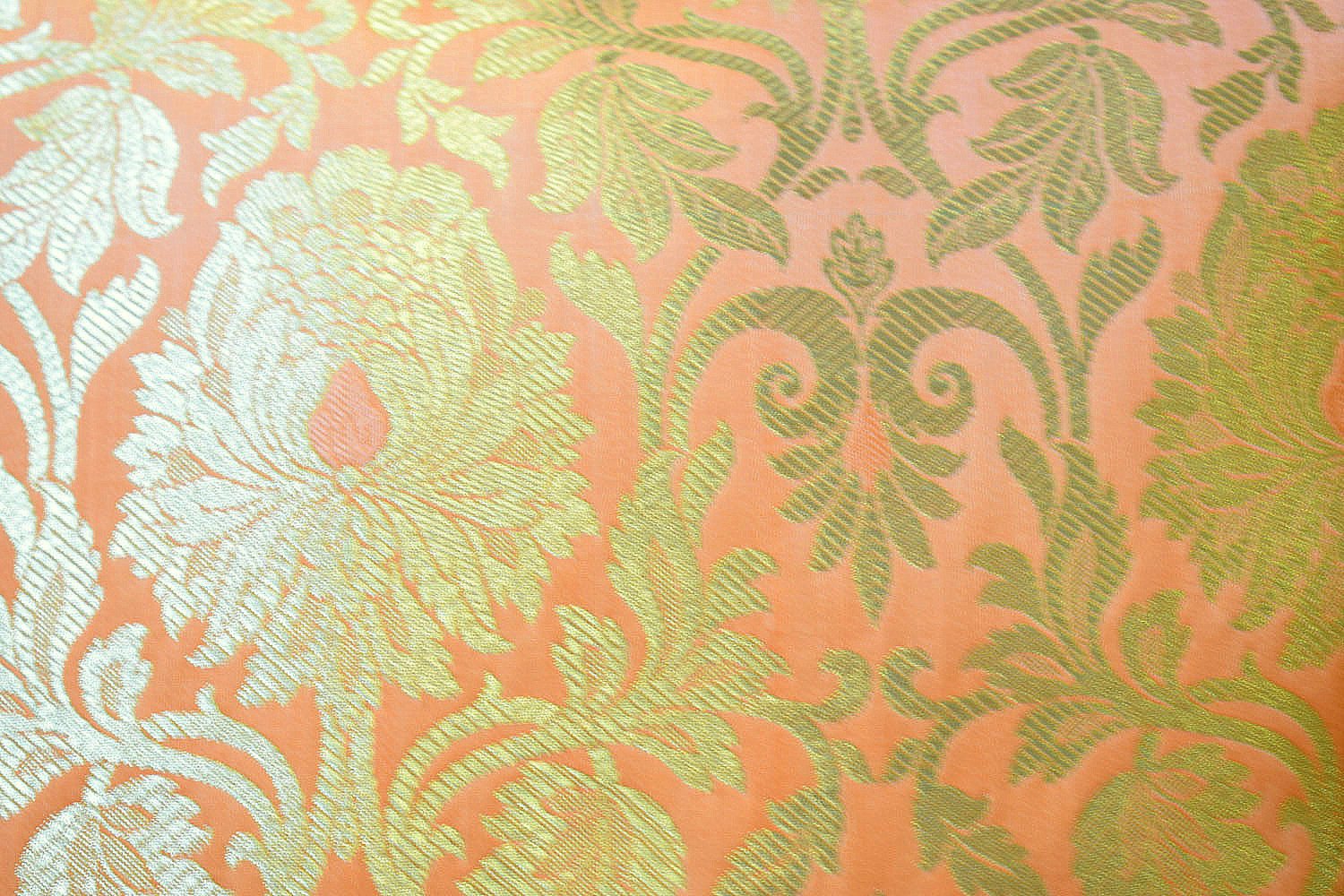 MUGHAL BANARASI Brocade Cushion Covers (Orange & Golden) - Image 5