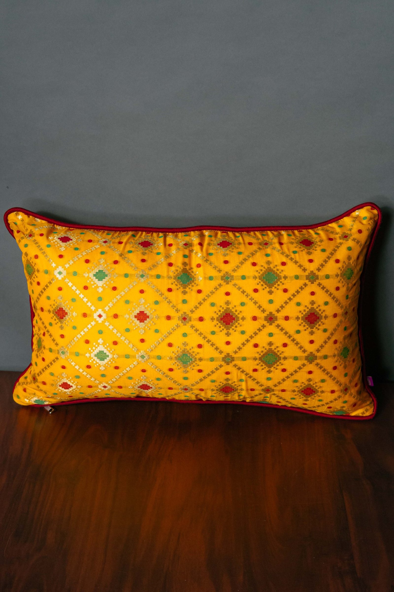 Mesmerizing Colors of Assorted Bandhani Brocade Beauty Rectangular Cushion Covers (Yellow-Pink Combo) - Image 6