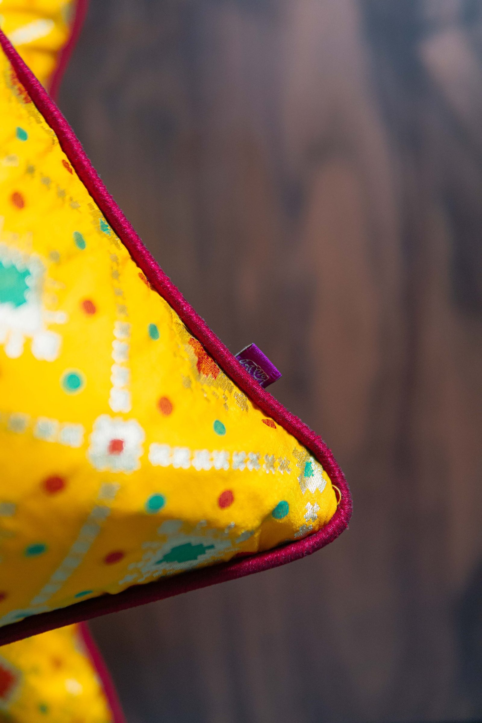 Mesmerizing Yellow Bandhani Brocade Beauty Cushion Covers - Image 6