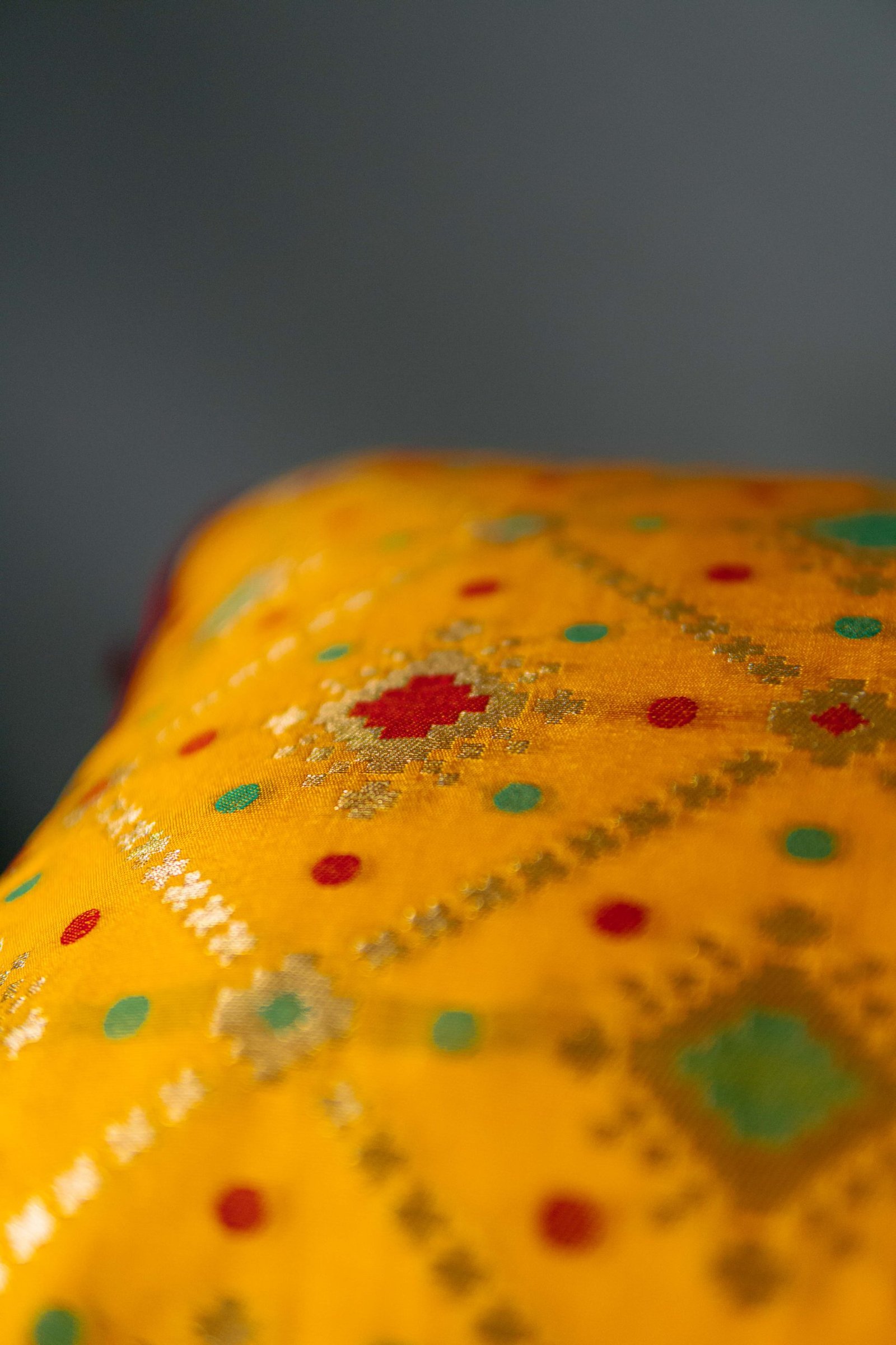 Mesmerizing Yellow Bandhani Brocade Beauty Cushion Covers - Image 7