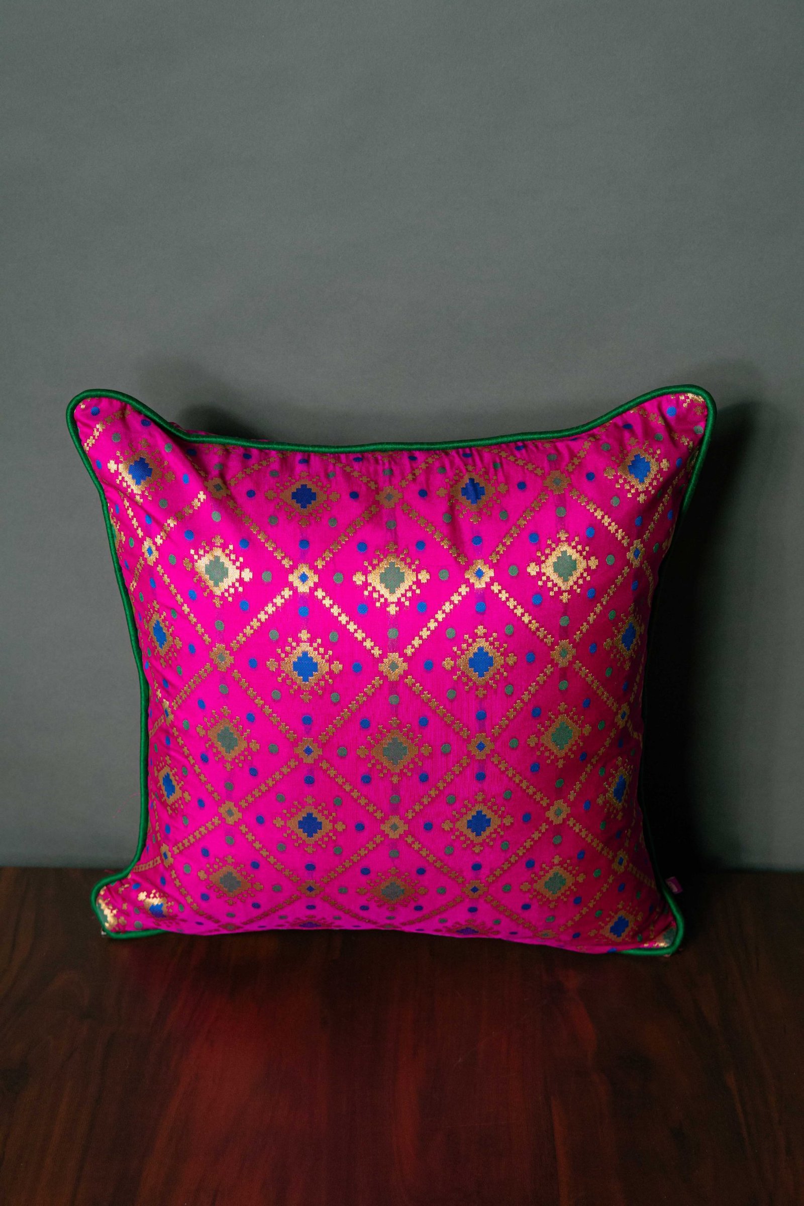 Mesmerizing Colors of Assorted Bandhani Brocade Beauty Cushion Covers (Pink-Yellow Combo) - Image 5