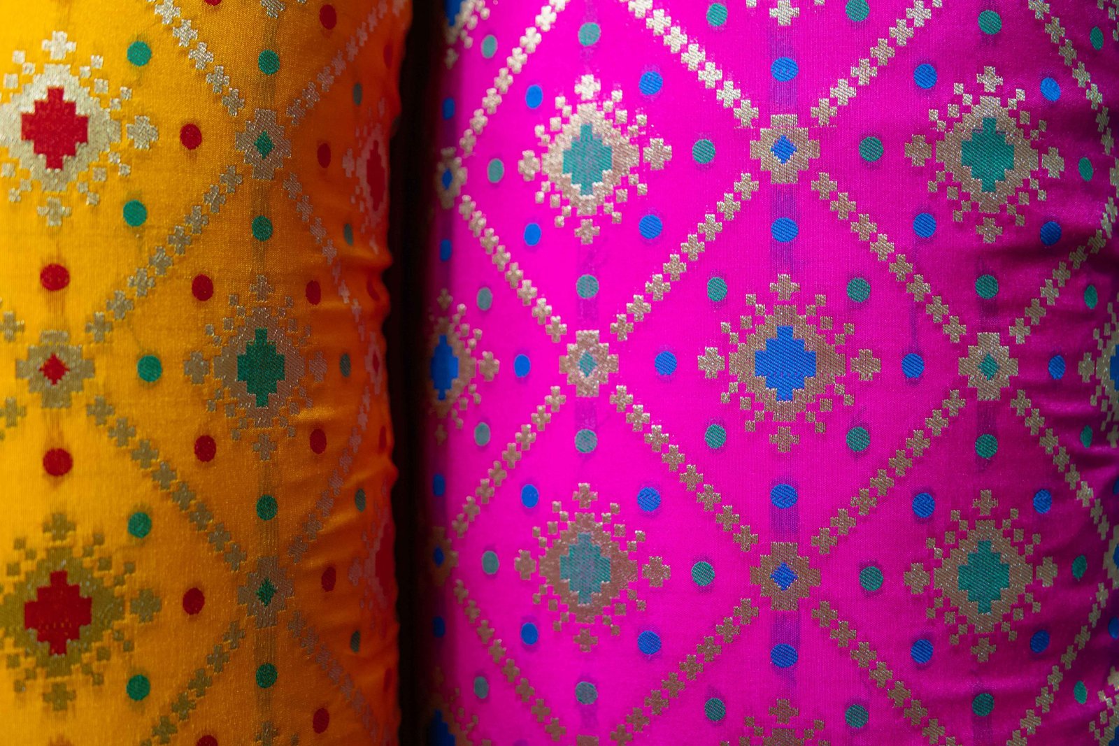 Mesmerizing Colors of Assorted Bandhani Brocade Beauty Rectangular Cushion Covers (Yellow-Pink Combo) - Image 5