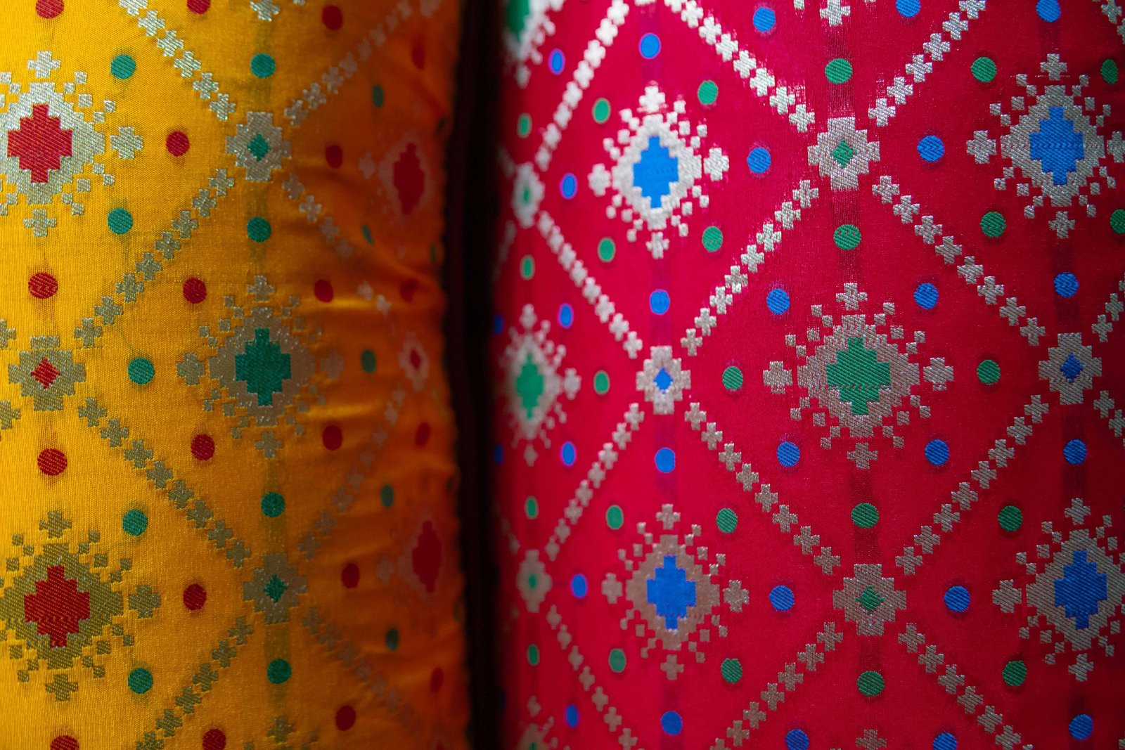 Mesmerizing Colors of Assorted Bandhani Brocade Beauty Rectangular Cushion Covers (Yellow-Red Combo) - Image 5