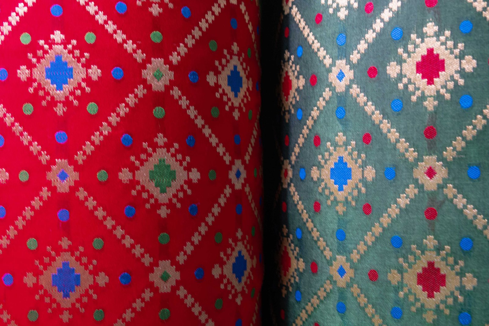 Mesmerizing Colors of Assorted Bandhani Brocade Beauty Rectangular Cushion Covers (Green-Red Combo) - Image 5