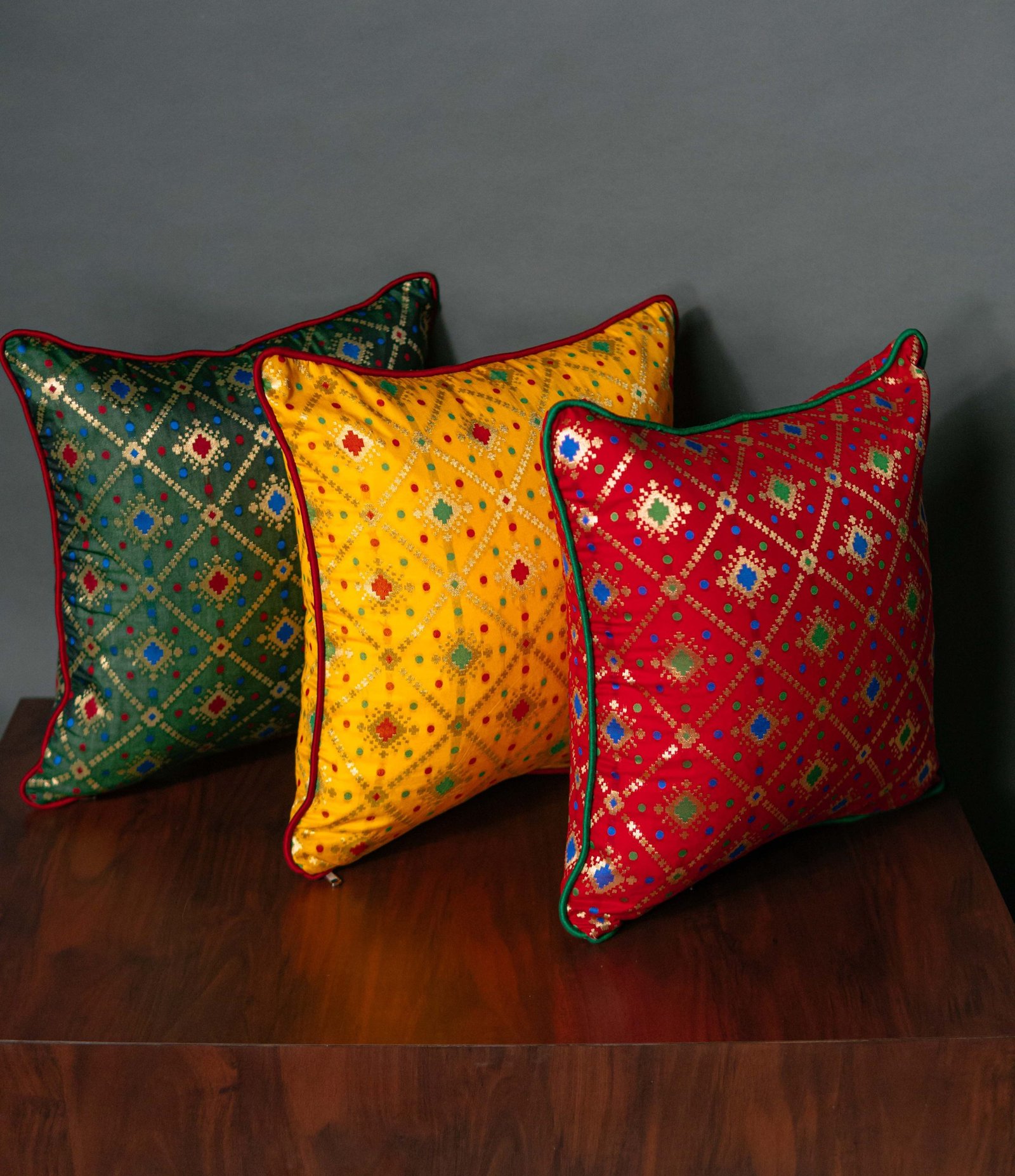 Mesmerizing Colors of Assorted Bandhani Brocade Beauty Cushion Covers (Multi 1)