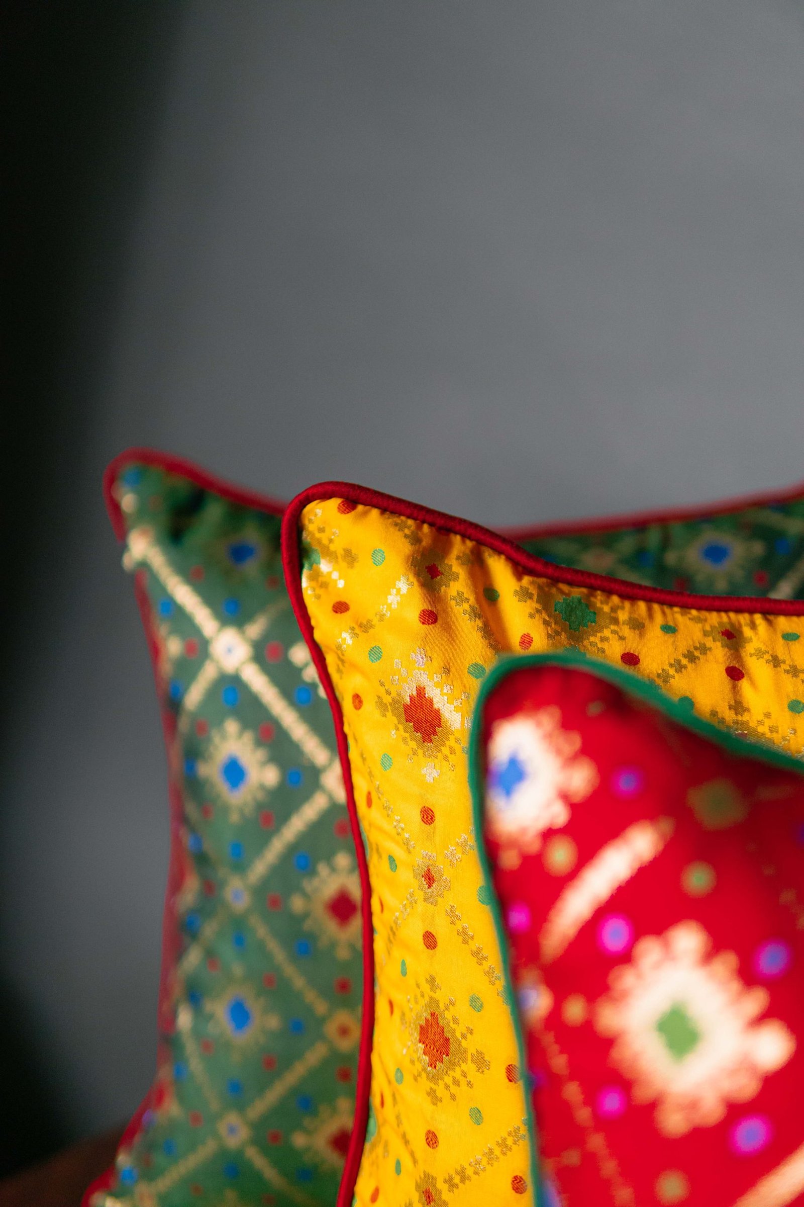 Mesmerizing Colors of Assorted Bandhani Brocade Beauty Cushion Covers (Multi 1) - Image 2