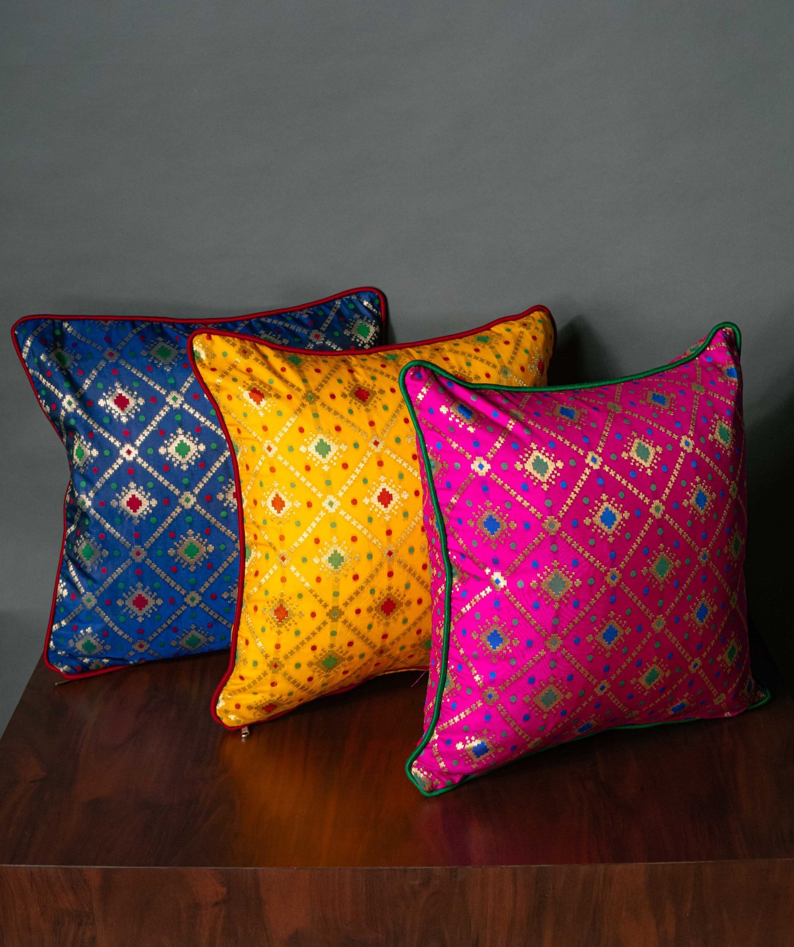 Mesmerizing Colors of Assorted Bandhani Brocade Beauty Cushion Covers (Multi 2)