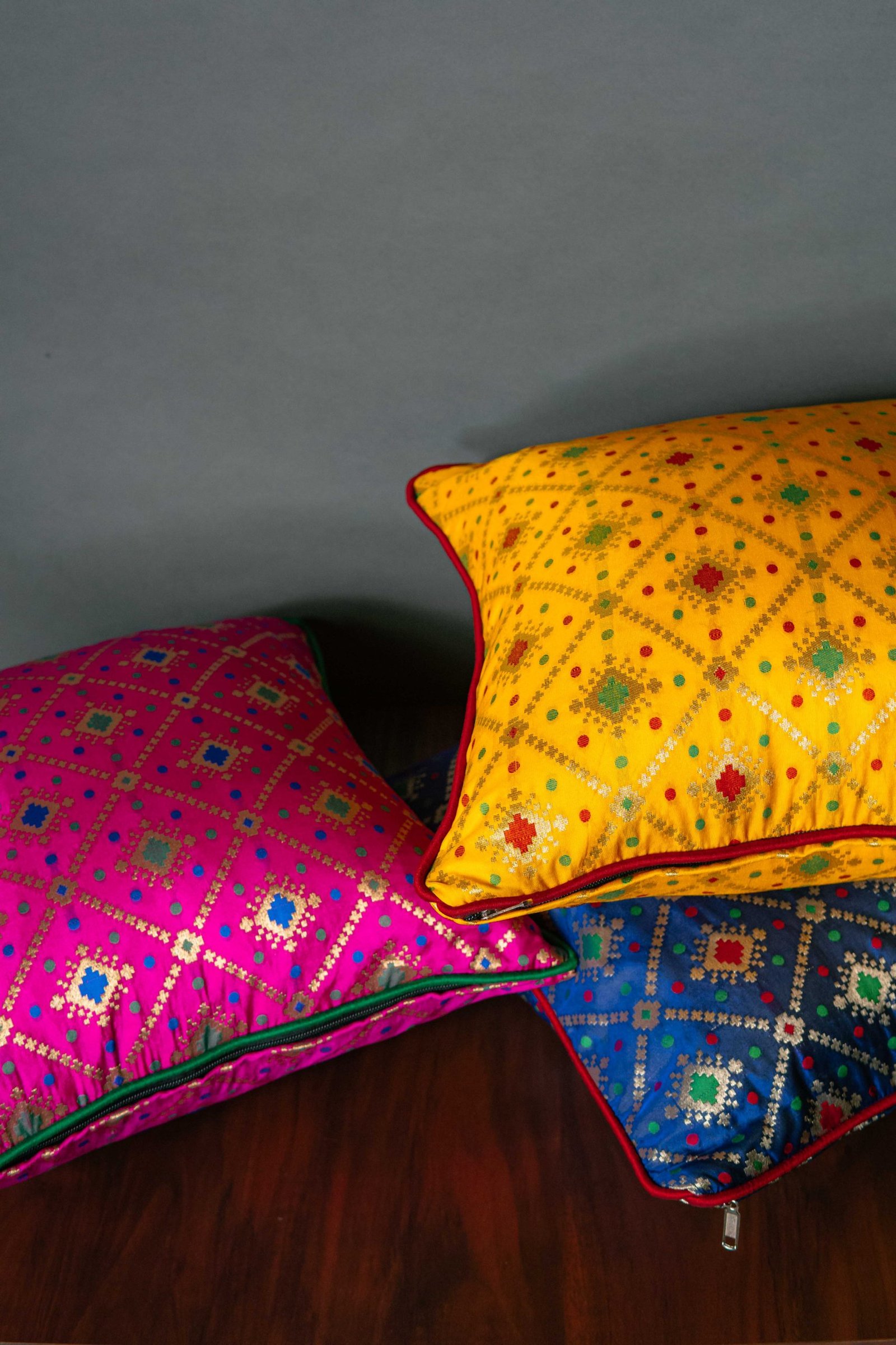 Mesmerizing Colors of Assorted Bandhani Brocade Beauty Cushion Covers (Multi 2) - Image 2
