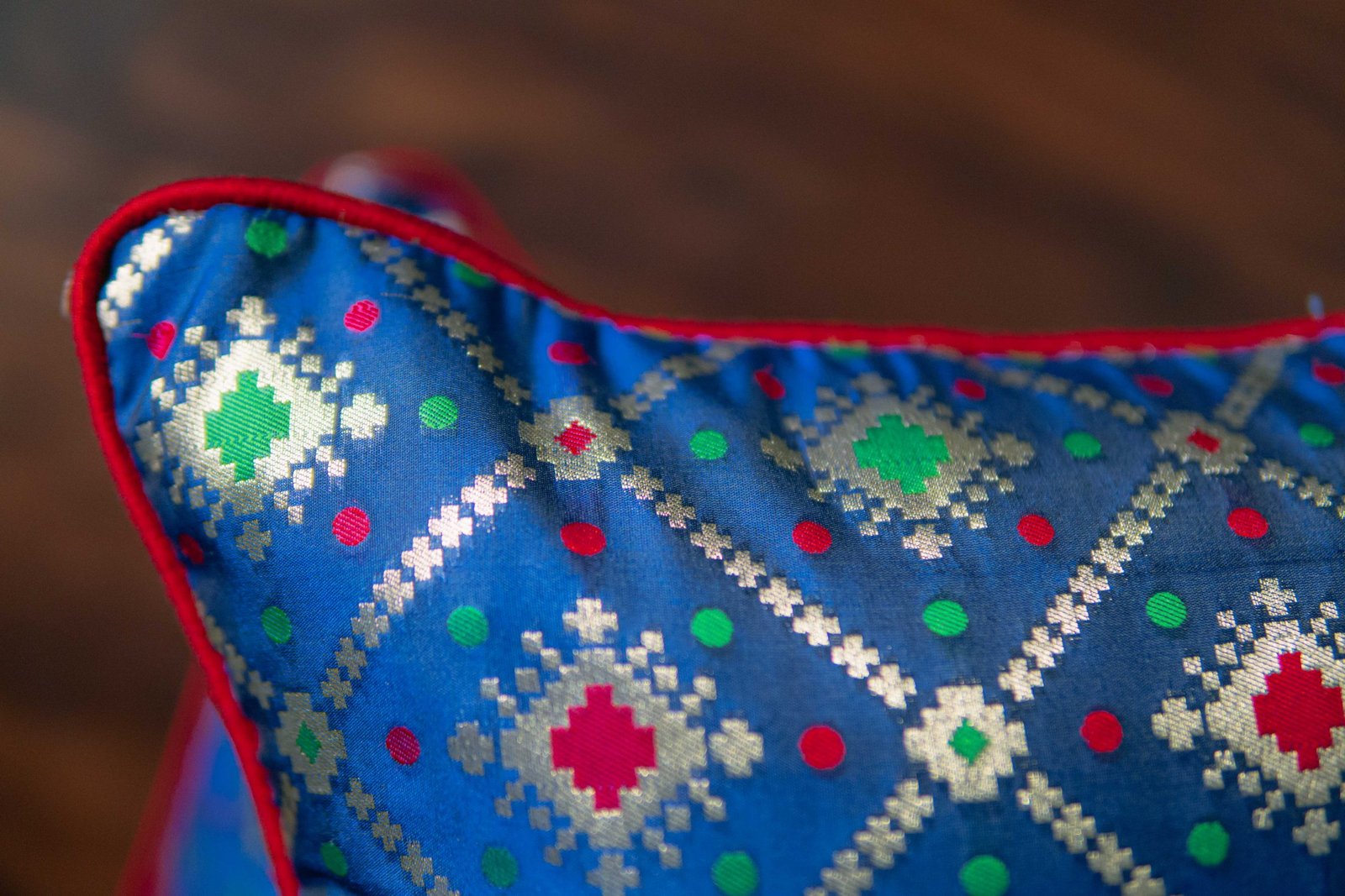 Mesmerizing Blue Bandhani Brocade Beauty Cushion Covers - Image 7