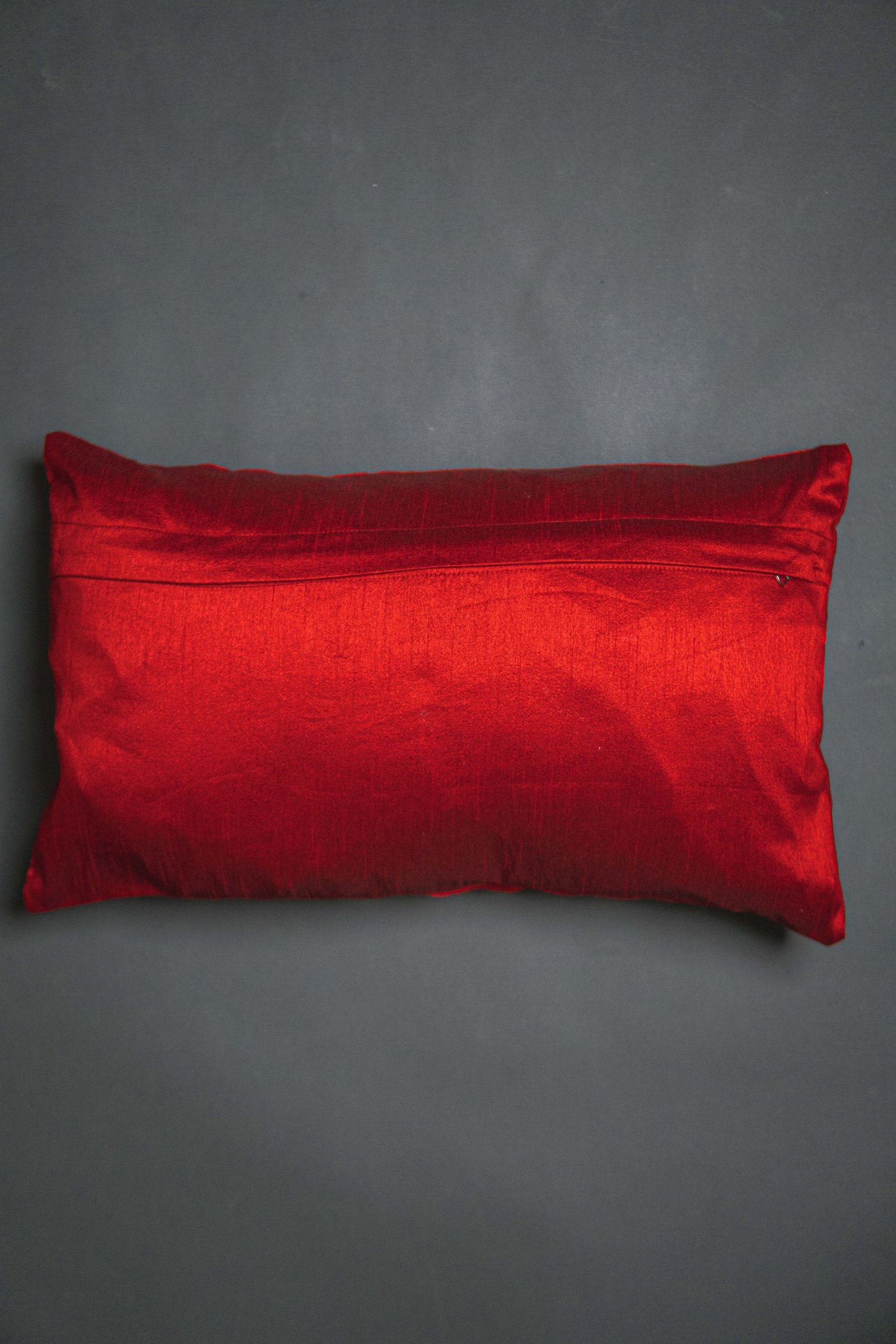 Royal Maroon & Silver Paisley Leaf Rectangular Cushion Cover - Image 3