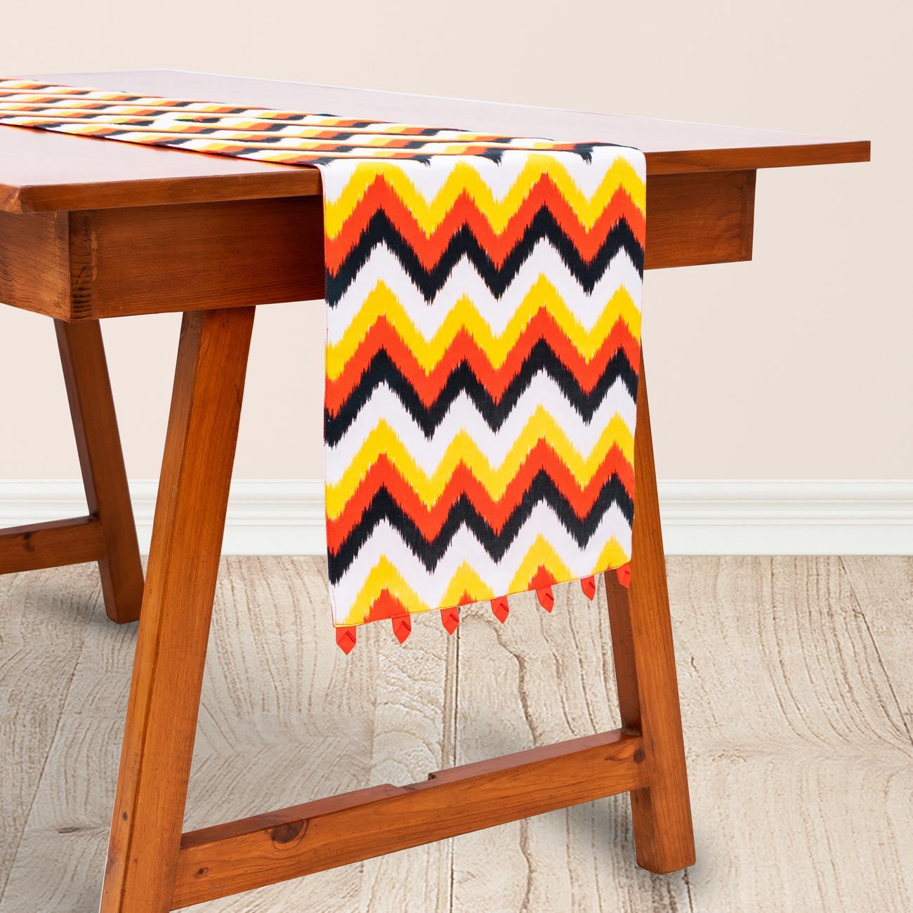 Ikat Chevron Cotton Printed Table Runner