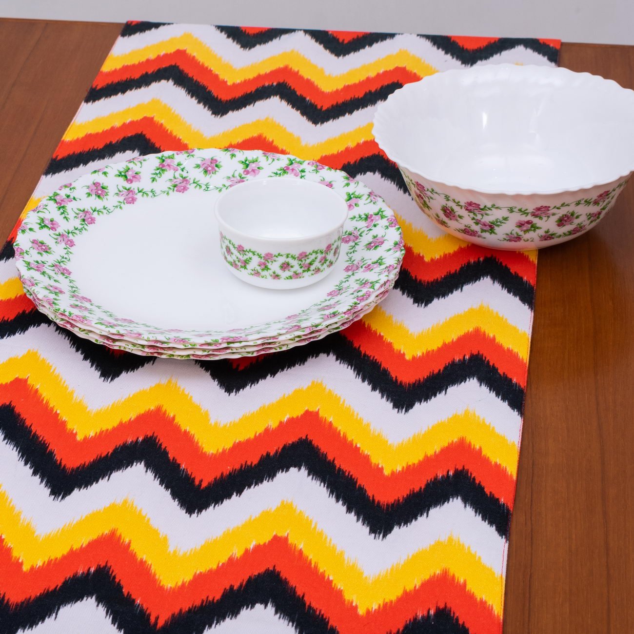 Ikat Chevron Cotton Printed Table Runner - Image 3