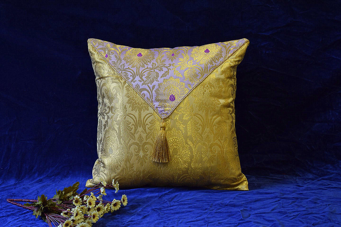 Jashan-E-Mehrang Cushion Covers Combo Multi-2 (Lavender, Sage Green, Grey & Orange) - Image 2