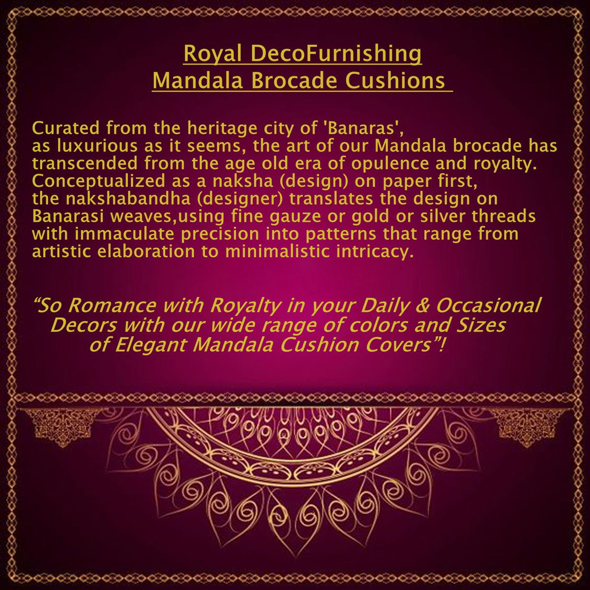 Mandala Brocade Silk Cushion Covers Combo (Peach & Yellow) - Image 6