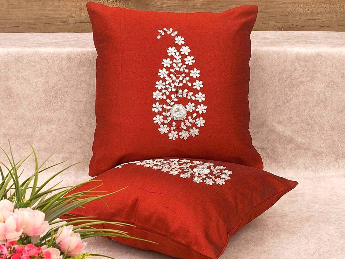 Royal Maroon & Silver Paisley Gota Patti Hand Embroidery