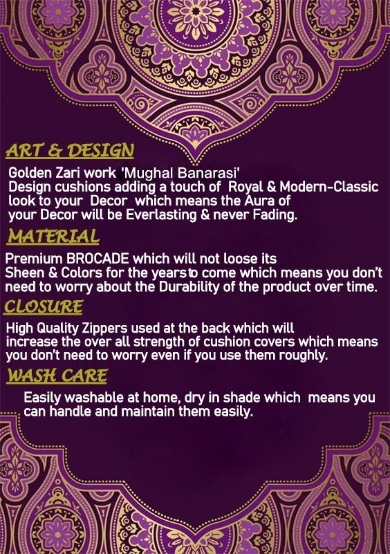 MUGHAL BANARASI Brocade Cushion Covers (Navy Blue & Golden) - Image 11