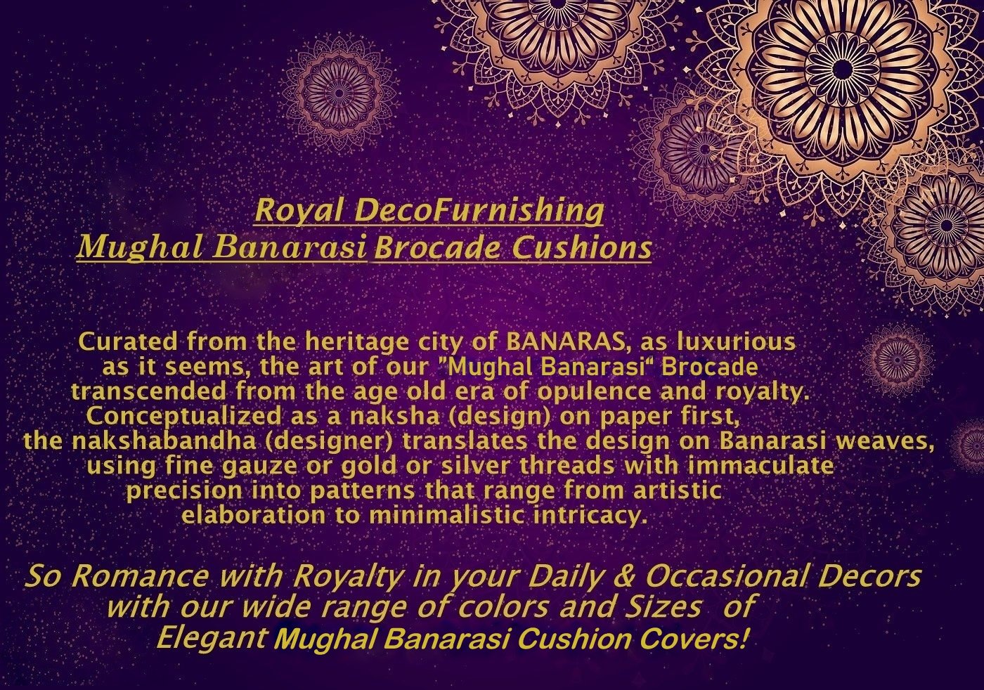 MUGHAL BANARASI Brocade Cushion Covers Combo (Grey & White) - Image 9