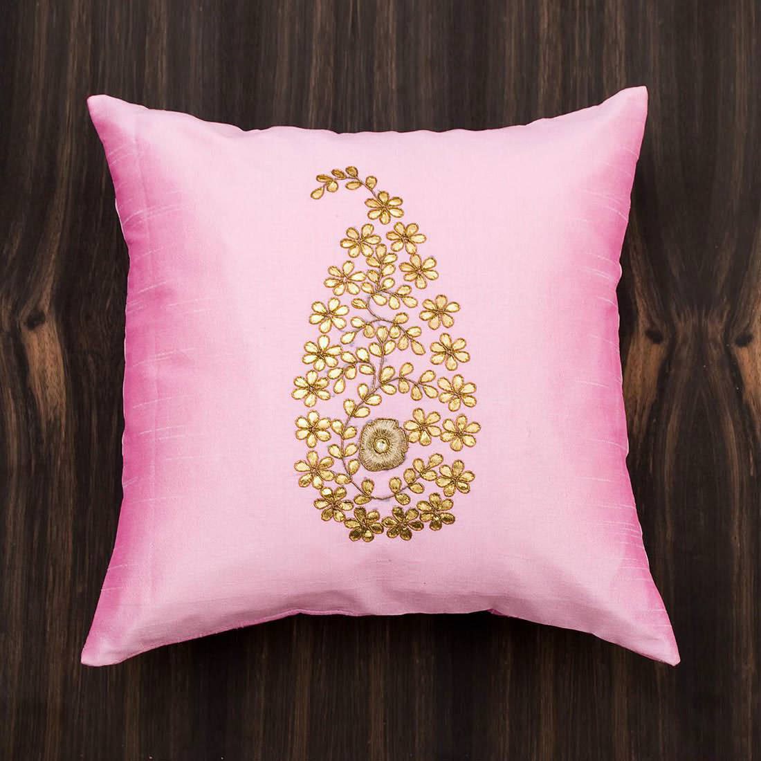 Baby Pink & Golden Paisley Gota Patti Hand Embroidery - Image 5