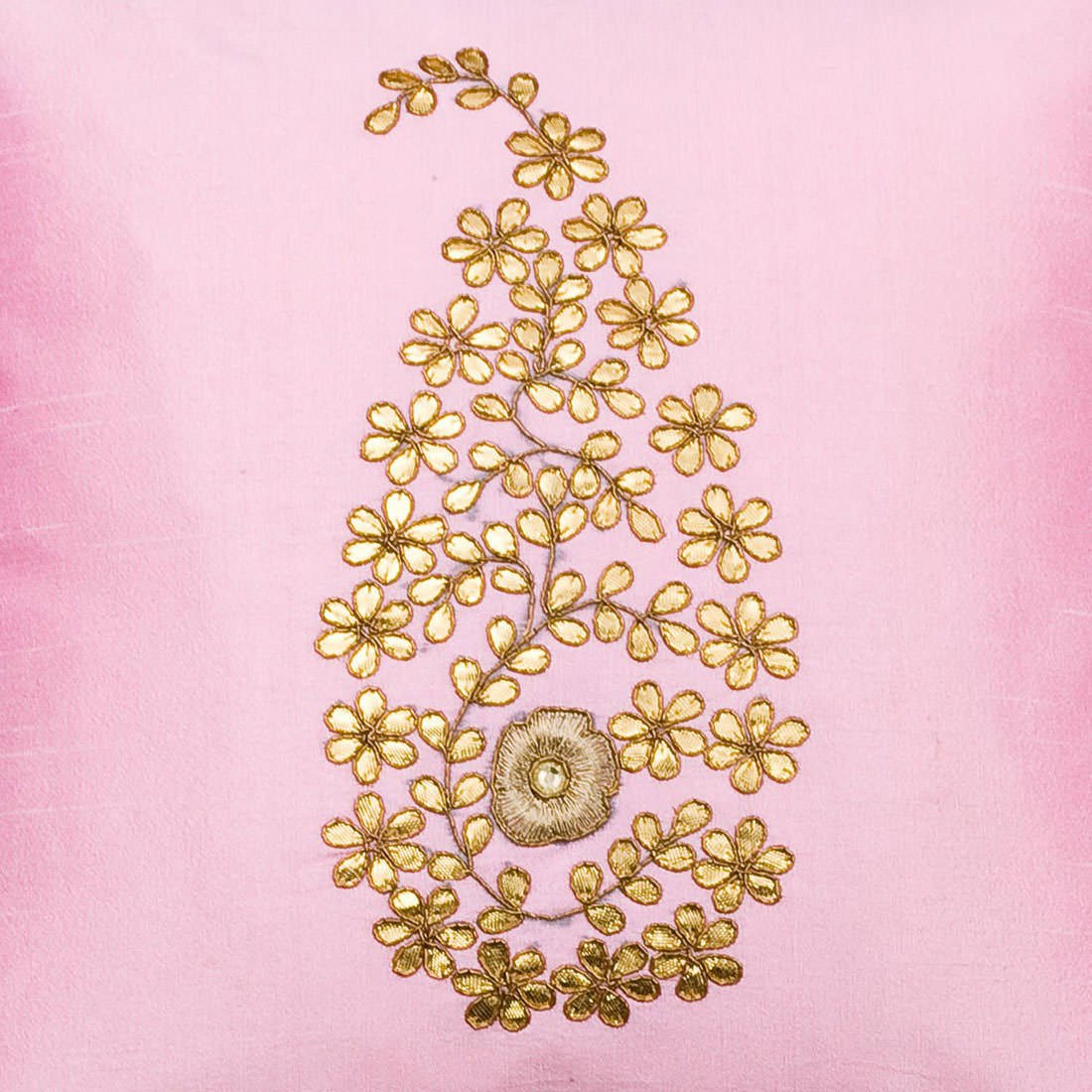 Baby Pink & Golden Paisley Gota Patti Hand Embroidery - Image 6