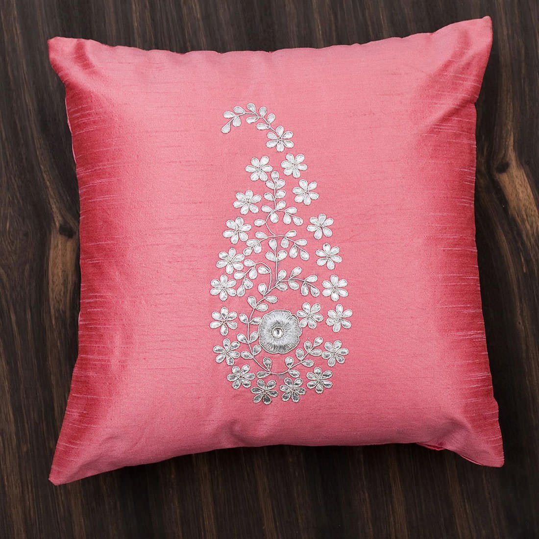 Blush Pink & Silver Paisley Gota Patti Hand Embroidery - Image 5