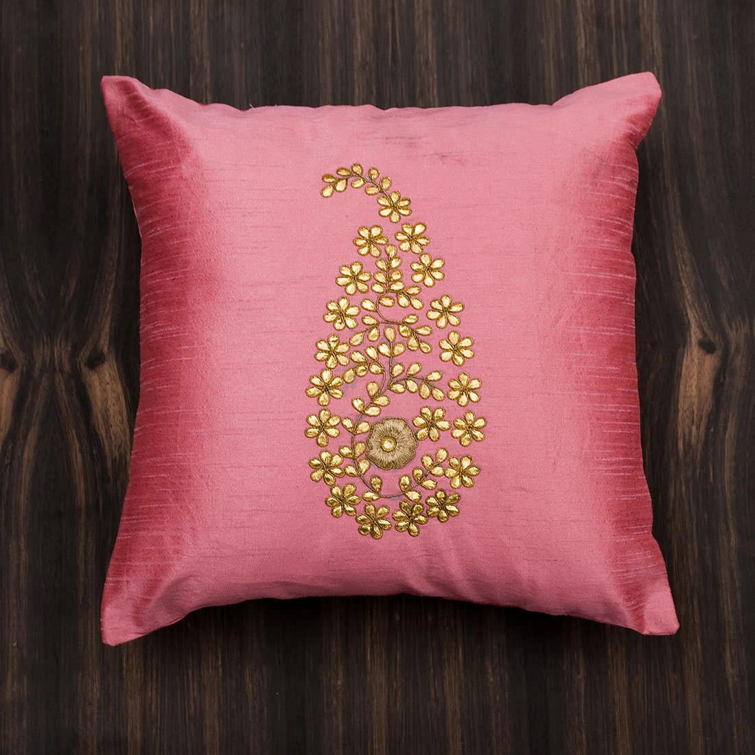 Blush Pink & Golden Paisley Gota Patti Hand Embroidery - Image 5