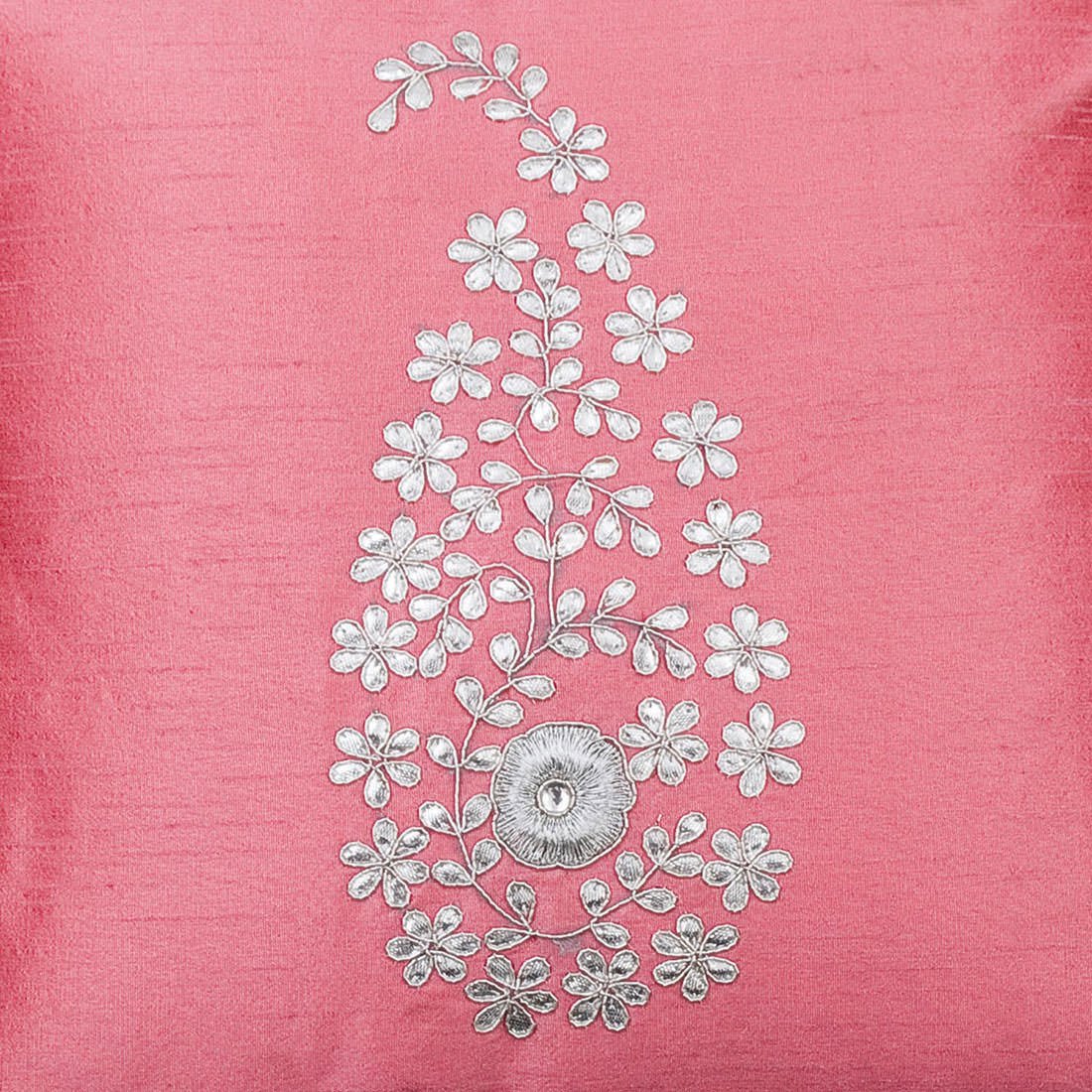 Blush Pink & Silver Paisley Gota Patti Hand Embroidery - Image 6