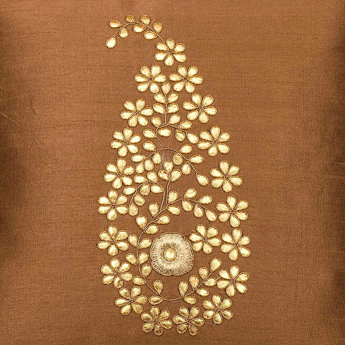 Light Brown & Golden Paisley Gota Patti Hand Embroidery - Image 5