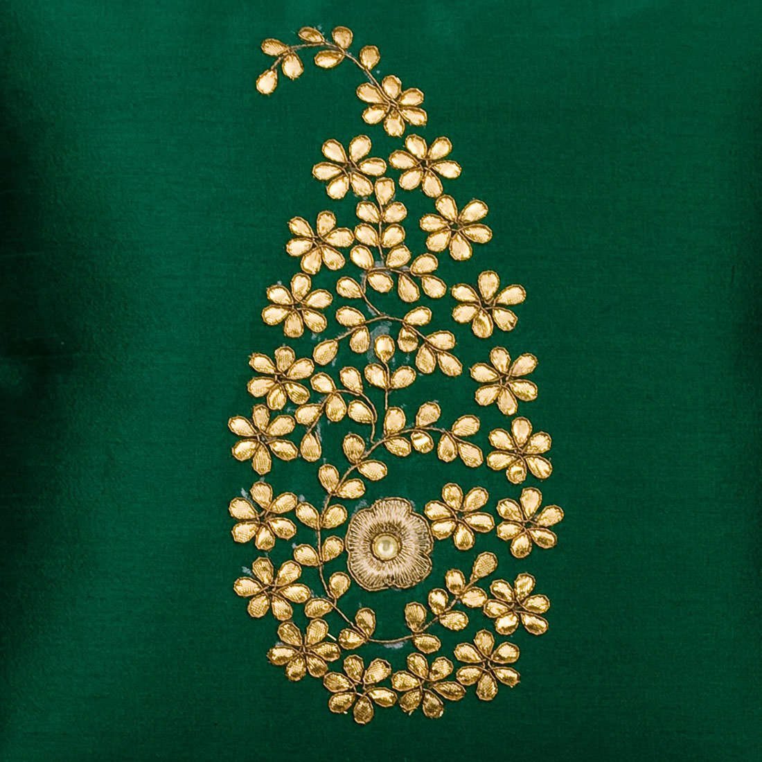 Emerald Green & Golden Paisley Gota Patti Hand Embroidery - Image 6