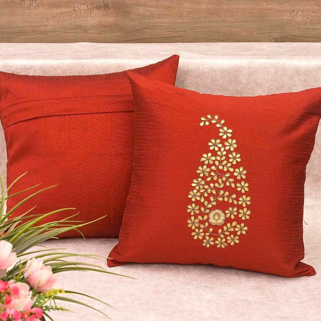 Royal Maroon & Golden Paisley Gota Patti Hand Embroidery - Image 3