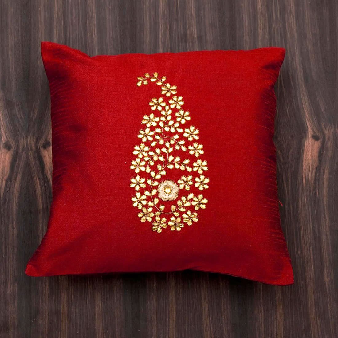 Royal Maroon & Golden Paisley Gota Patti Hand Embroidery - Image 5