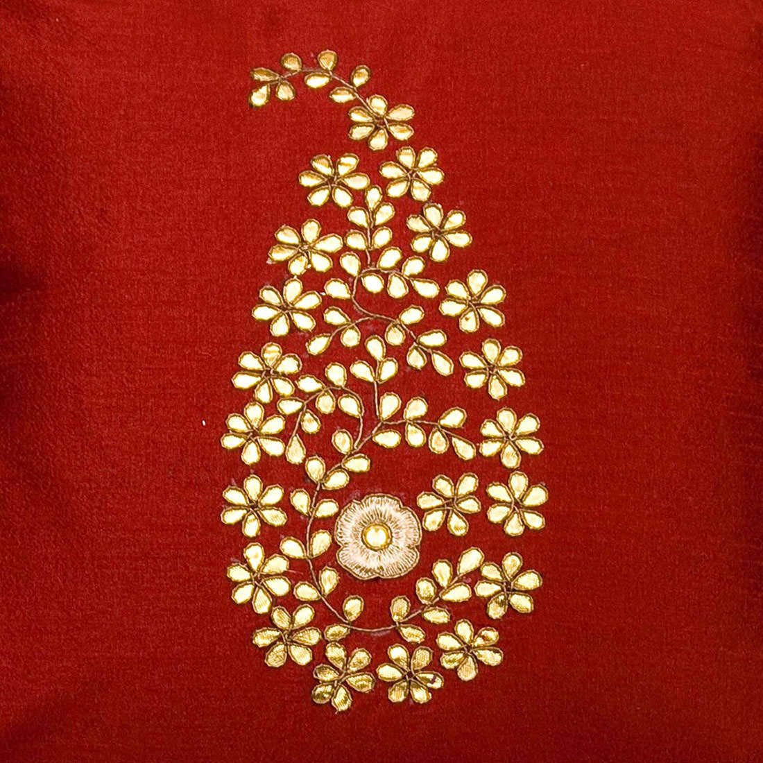 Royal Maroon & Golden Paisley Gota Patti Hand Embroidery - Image 6