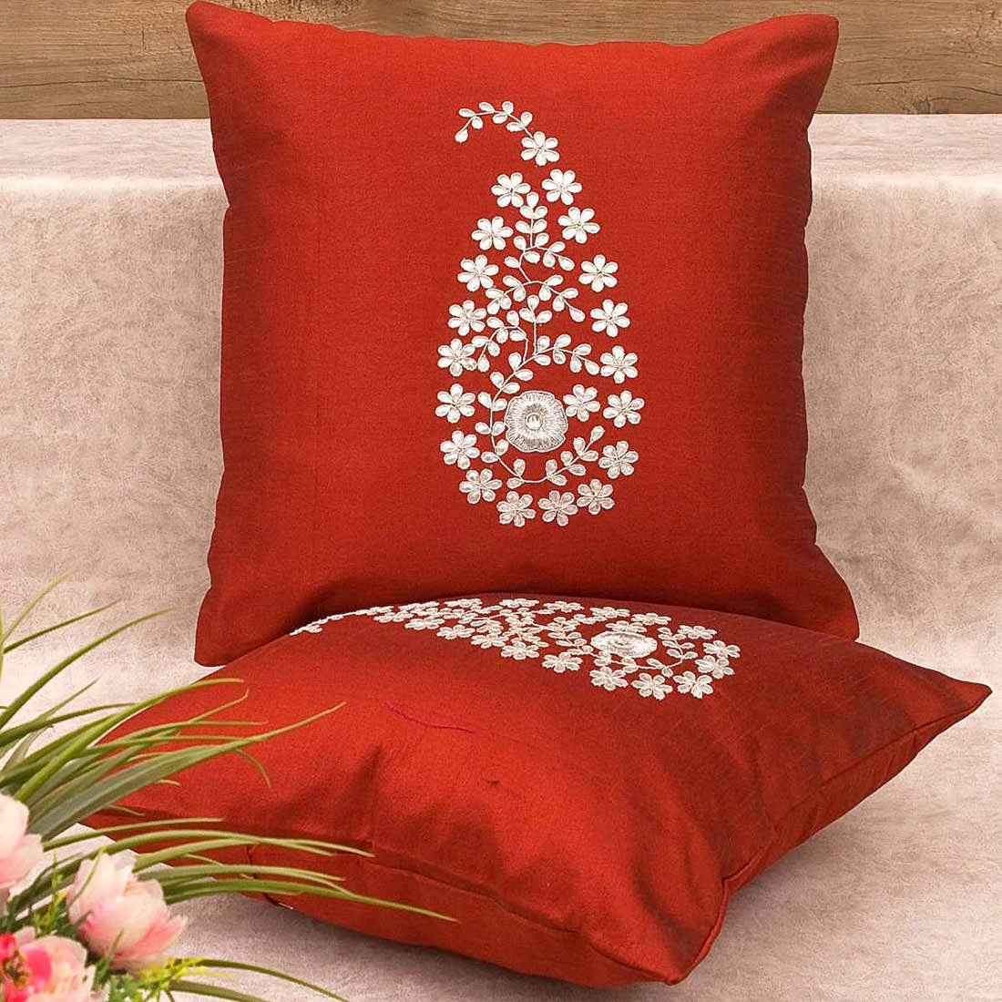 Royal Maroon & Silver Paisley Gota Patti Hand Embroidery - Image 4