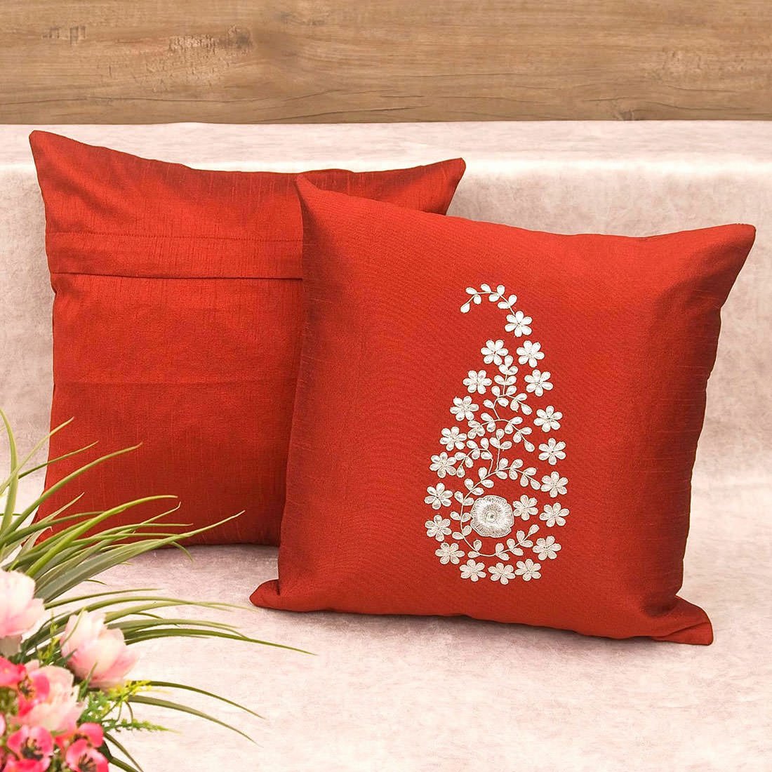 Royal Maroon & Silver Paisley Gota Patti Hand Embroidery - Image 3