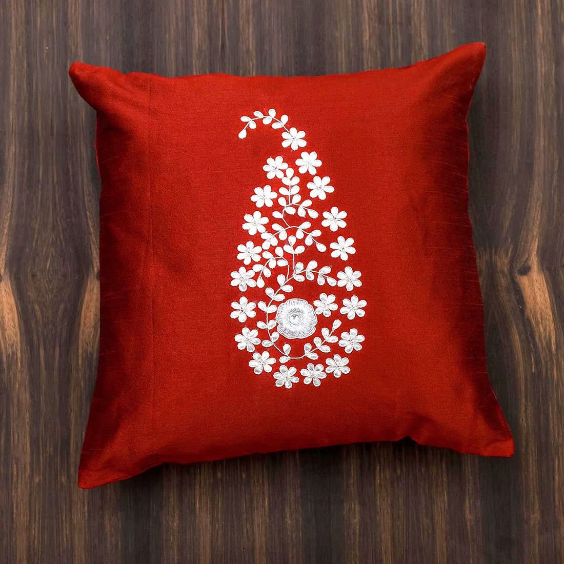 Royal Maroon & Silver Paisley Gota Patti Hand Embroidery - Image 5