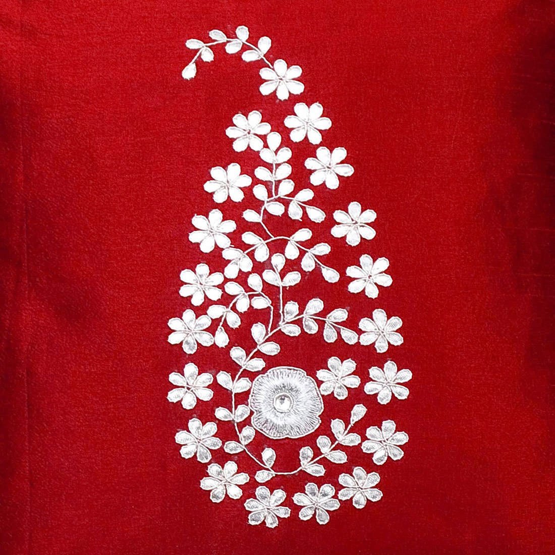 Royal Maroon & Silver Paisley Gota Patti Hand Embroidery - Image 6